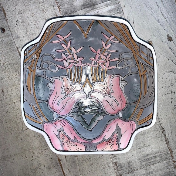 VTG Macau Chinese Porcelain Bowl Painted‎ Scalloped Square Decorative Candy 6” - Picture 9 of 11